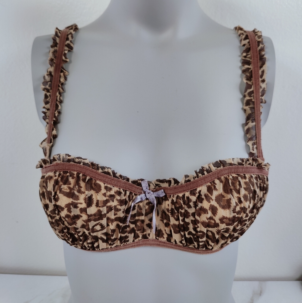 Sophie & Me Leopard Print Ruffled Balconette Underwire Bra, 36C